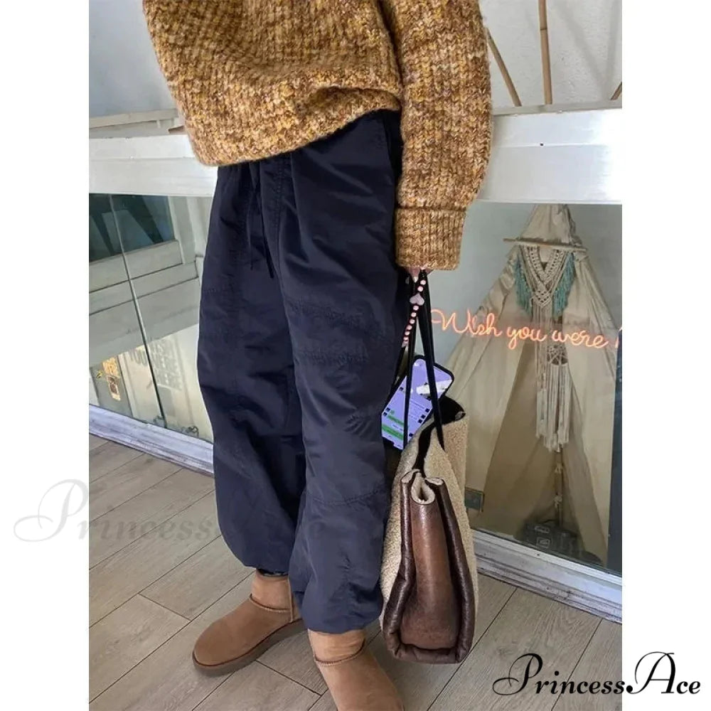 Grey Brushed Winter Korean Stylish Trousers Blue / S pants-241228