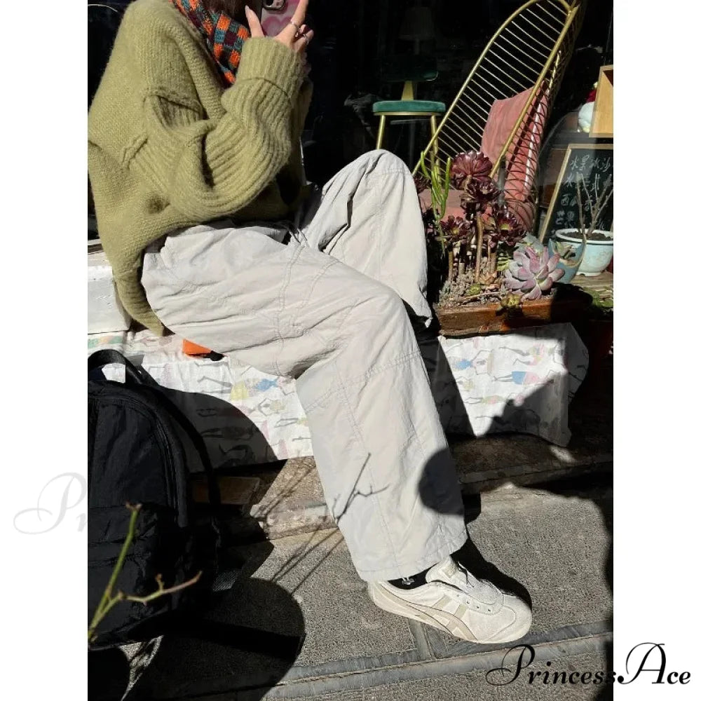 Grey Brushed Winter Korean Stylish Trousers pants-241228