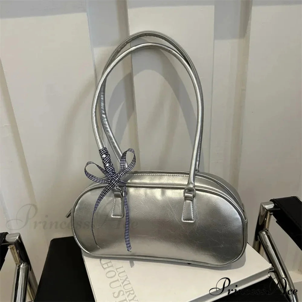 Grey Cushion Crossbody Shoulder Bag Silver (free Ribbon) shoulder-250126