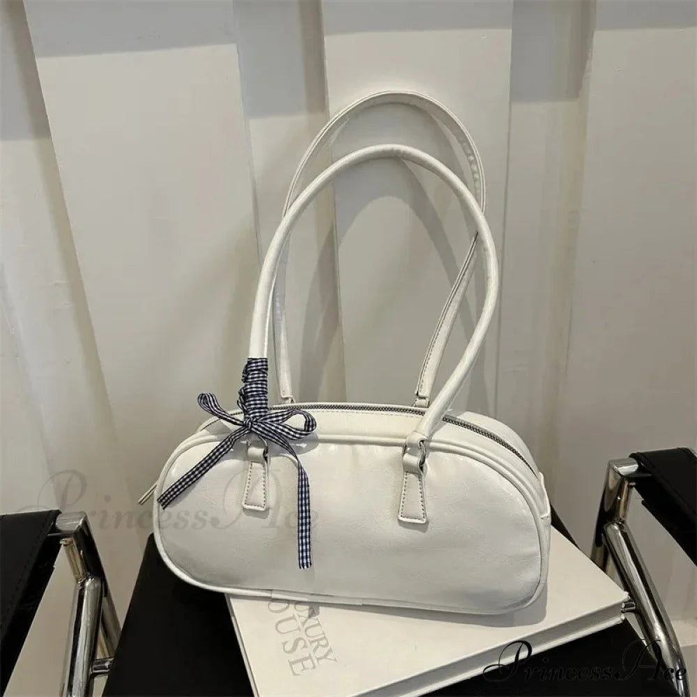 Grey Cushion Crossbody Shoulder Bag White (free Ribbon) shoulder-250126