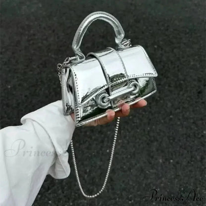 Grey Elegant Synthetic Leather Crossbody Purse White handbag-250126