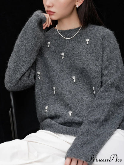 Grey Informal Pullover Jumper swraters-241228