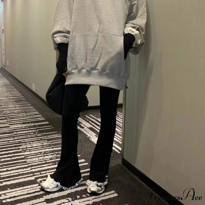 Grey Lace Flounce Women Informal Knit Trousers pants-241228