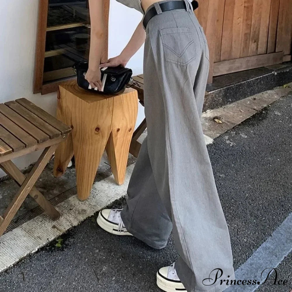 Grey Retro Women Suit Trousers pants-241228