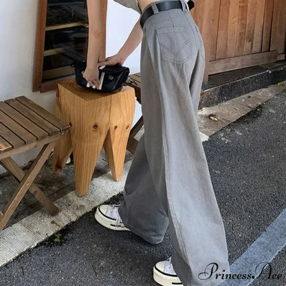 Grey Retro Women Suit Trousers pants-241228