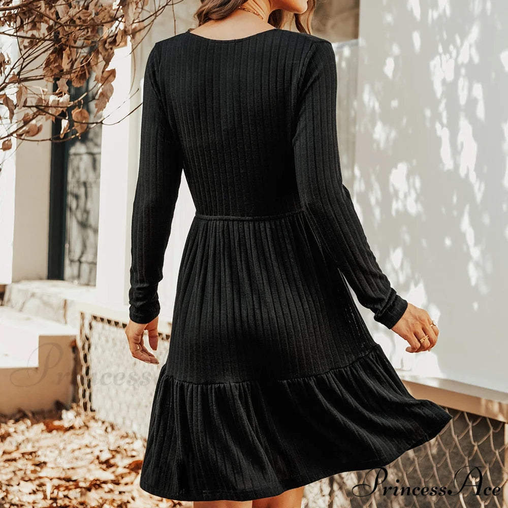 Grey Sexy V-neck Long Sleeve Party Dress CAA05A2J008JJ / XS