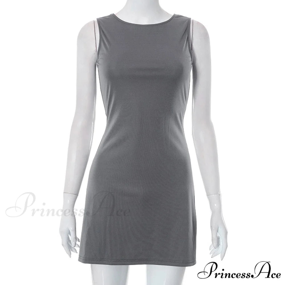 Grey Tank Stylish Mini Dress L