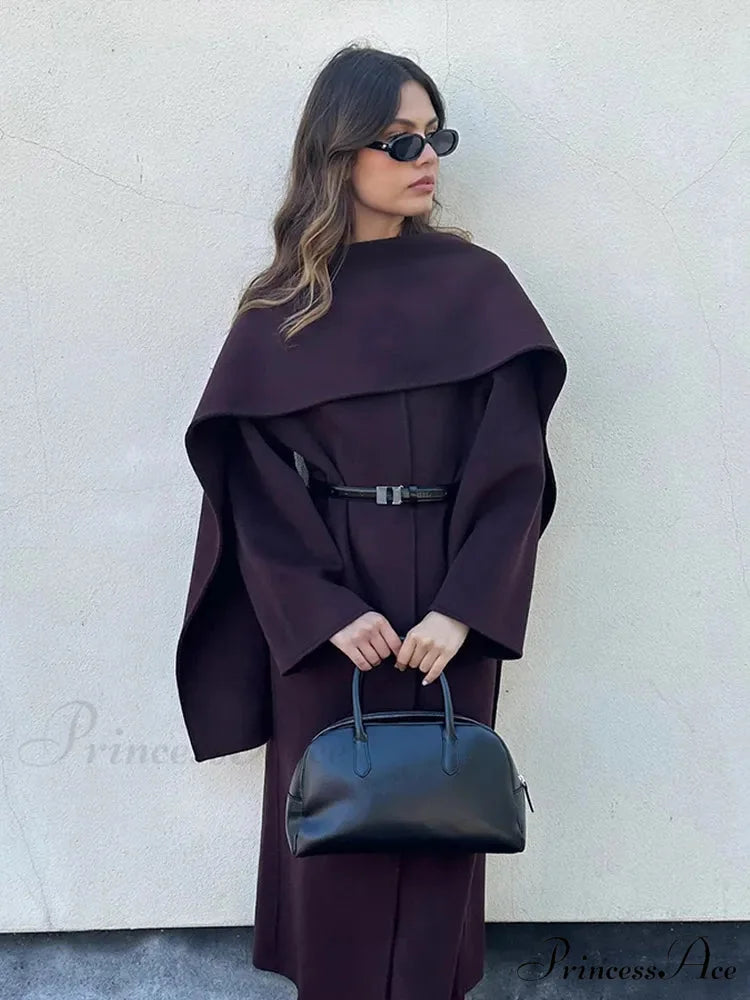 Grey Woolen Folded Collar Overcoat overcoats-241228