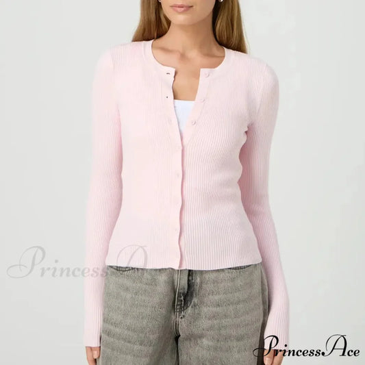 Grooved Slender Button-Up Extended Sleeve Cardigan cardigans-241228