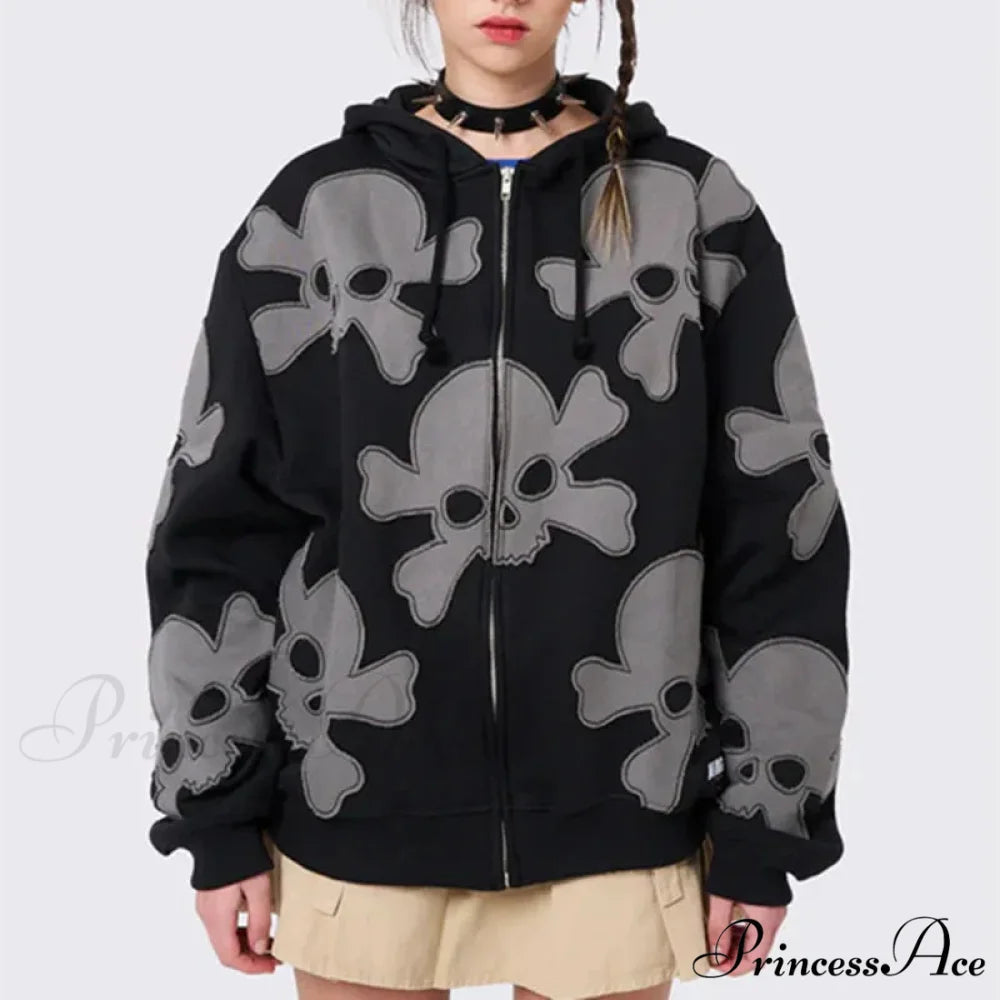 Grunge Goth Hip Hop Chic Stylish Hoodie Black / S