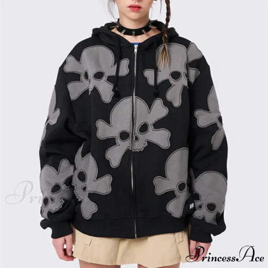 Grunge Goth Hip Hop Chic Stylish Hoodie Black / S