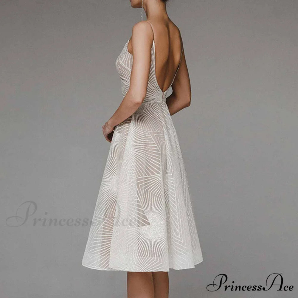 Guest Embroidered Formal Elegant Midi Warm-Season Wedding Evening Party - Backless Gown for Women Dress