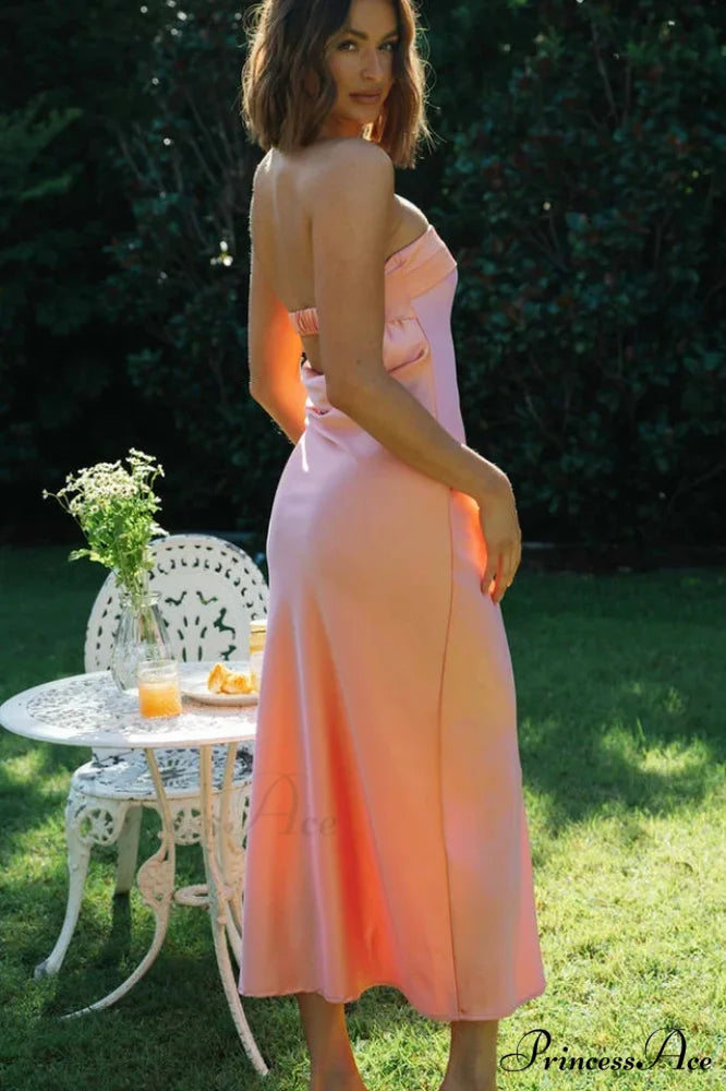 Half Open Back Charming Sleeveless Silky Dress