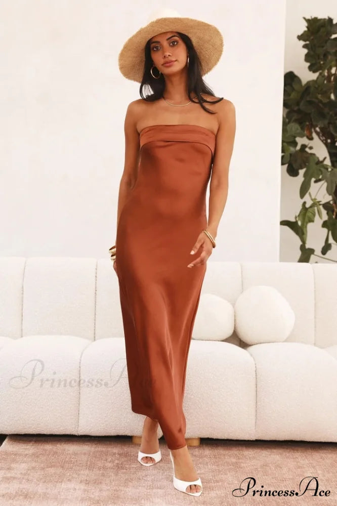 Half Open Back Charming Sleeveless Silky Dress S / 2#