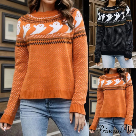 Halloween Cozy Y2K Oversized Warm Long Sleeve Comfortable Pullover Sweater