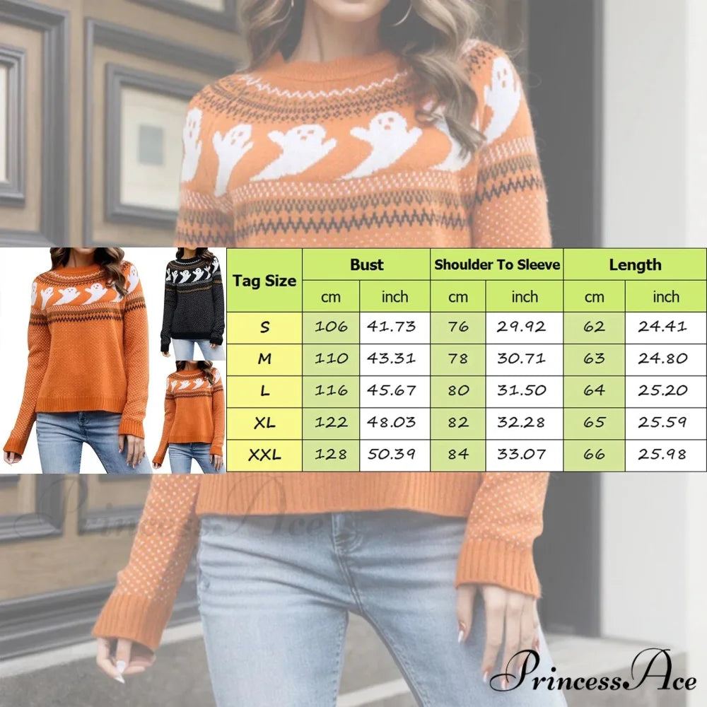 Halloween Cozy Y2K Oversized Warm Long Sleeve Comfortable Pullover Sweater