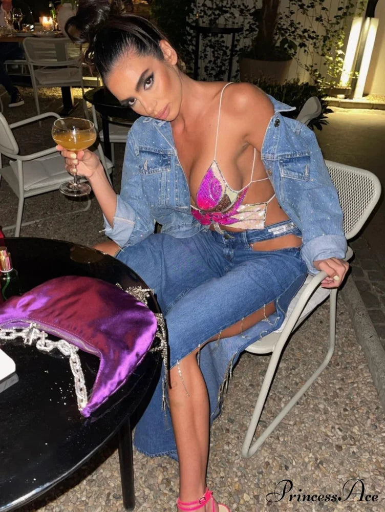 HALSEY BUTTERFLY Stylish SEQUIN TOP