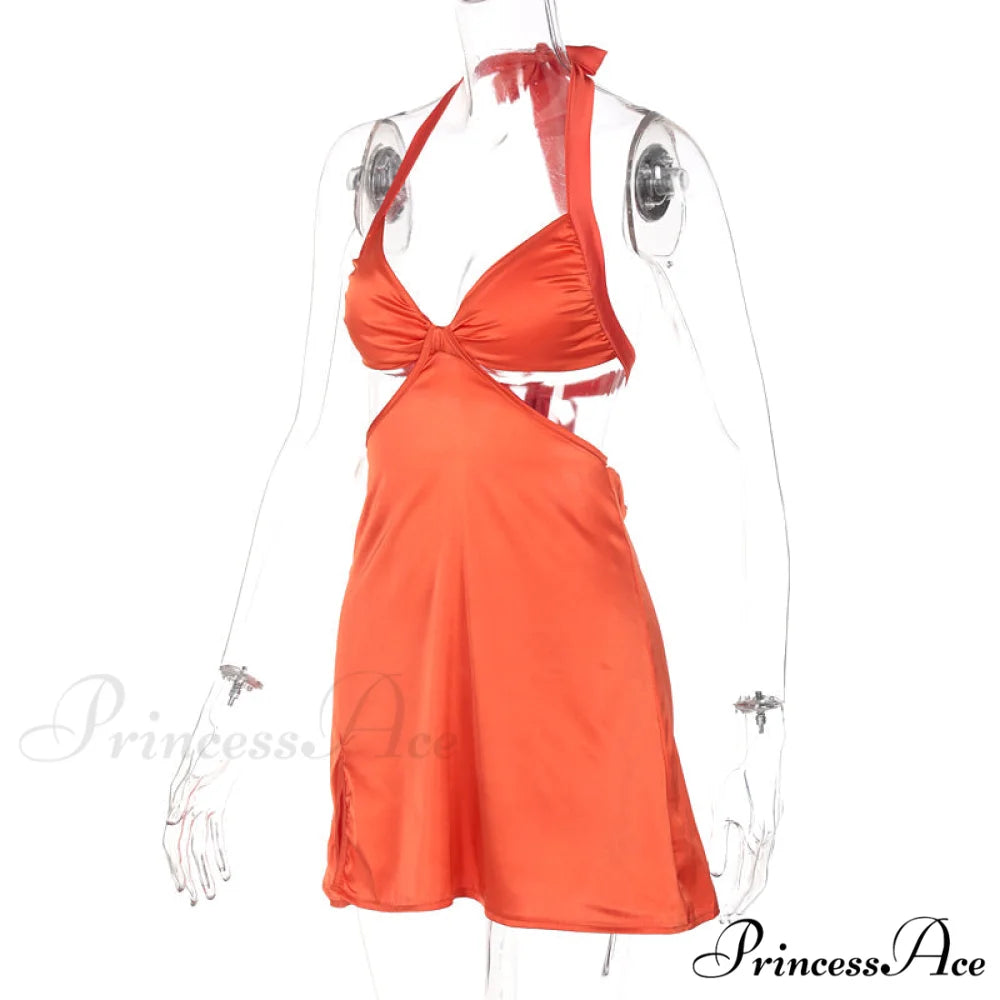 Halter Backless Bandage Women Slim Bodycon Hollow Out Warm-Season Mini Strapless Party Sexy Gown Dress