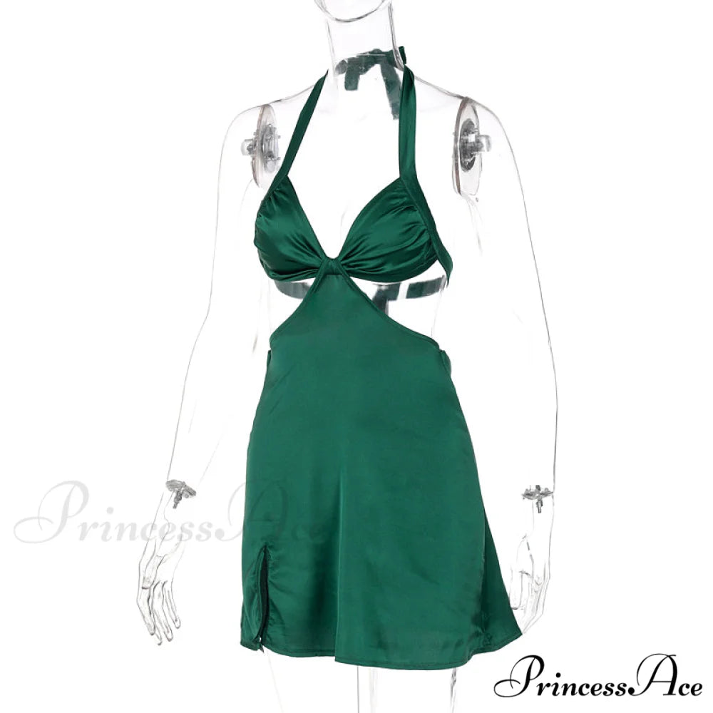 Halter Backless Bandage Women Slim Bodycon Hollow Out Warm-Season Mini Strapless Party Sexy Gown Dress