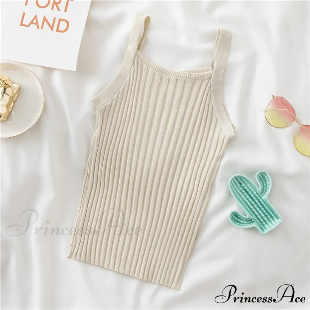 Halter Basic Sleeveless Knitted Crop Top