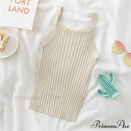 Halter Basic Sleeveless Knitted Crop Top