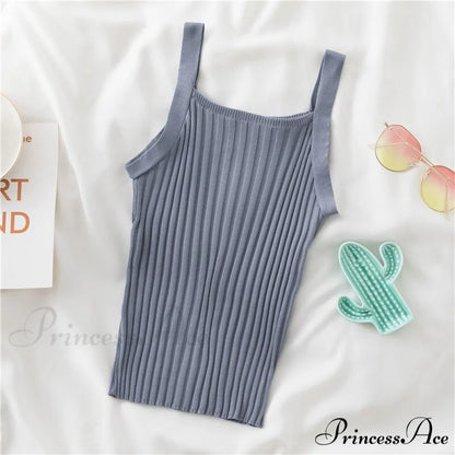 Halter Basic Sleeveless Knitted Crop Top