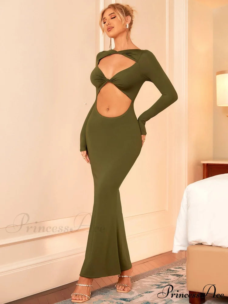 Halter Cut Graceful Out Bodycon Dress