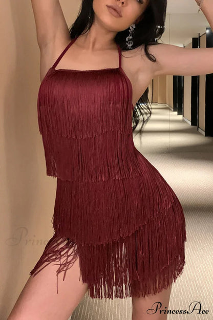 Halter Elegant Fringe Romper S / 7#
