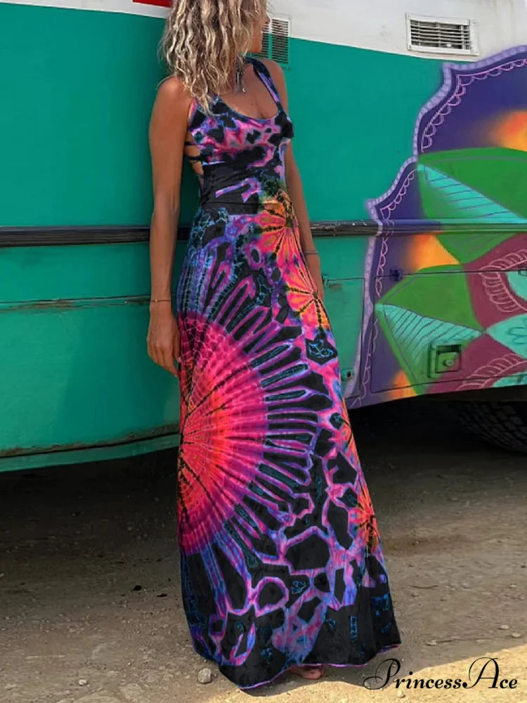 Halter Elegant Strapless Dress Purple / S