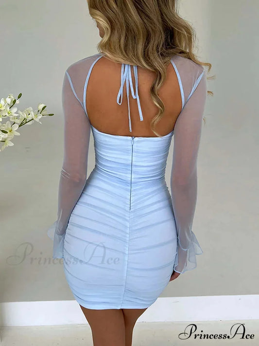 Halter Lace-Up Flower Mini Dress minidress-250223