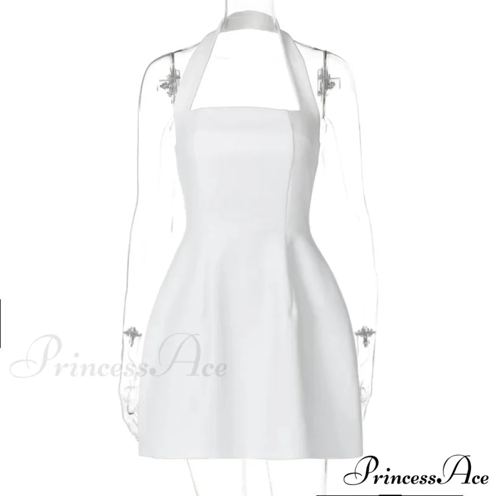 Halter Solid Stylish Mini Dress