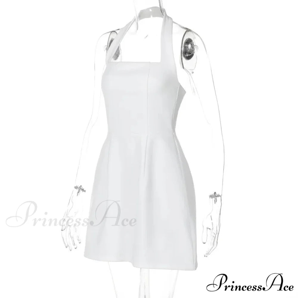 Halter Solid Stylish Mini Dress