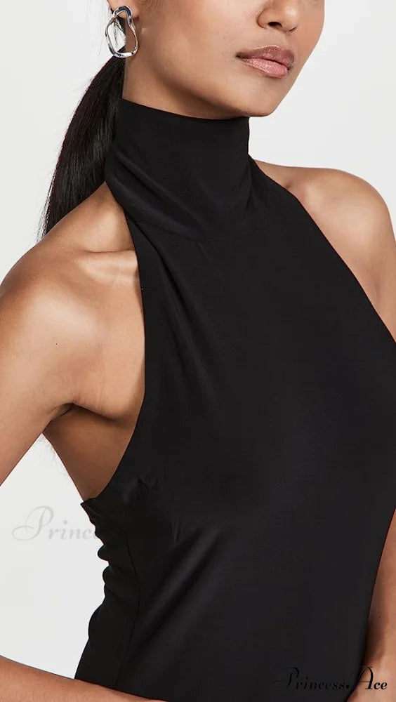 Halter Turtle Stylish Side Slit Gown 30 Days / 4 / S / Black