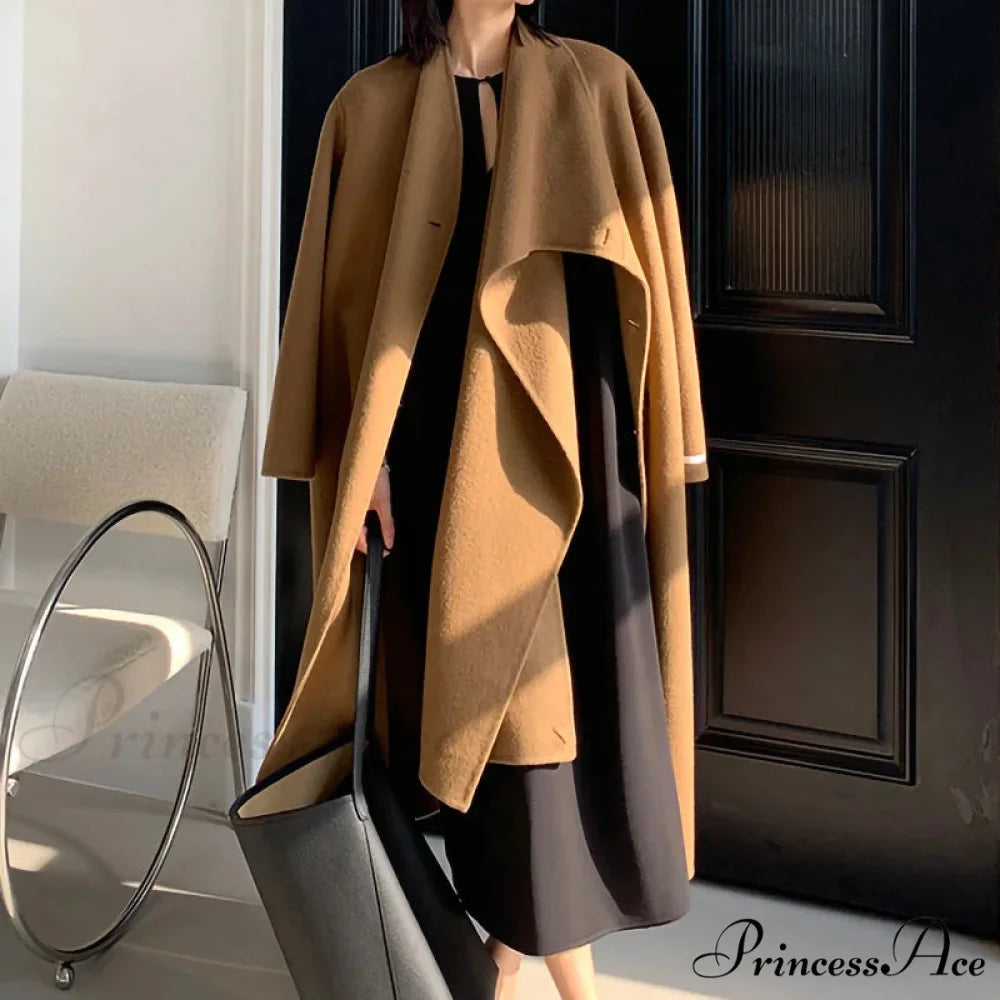 Handcrafted Cashmere Wool Cinched Overcoat overcoats-241228