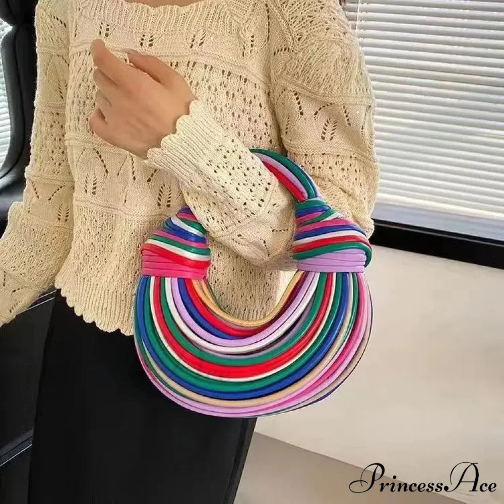 Handcrafted Pasta Gold Evening Clutch Purse Colorful / (20cm handbag-250126