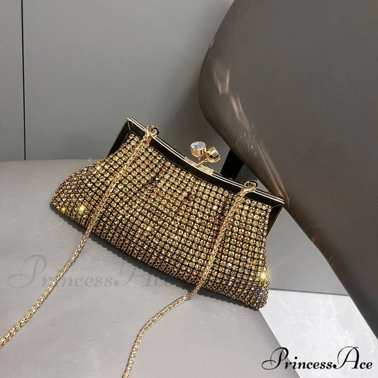 Handcrafted Sparkling Evening Clutch Purse Designer Bag Gold clutchbag-250126