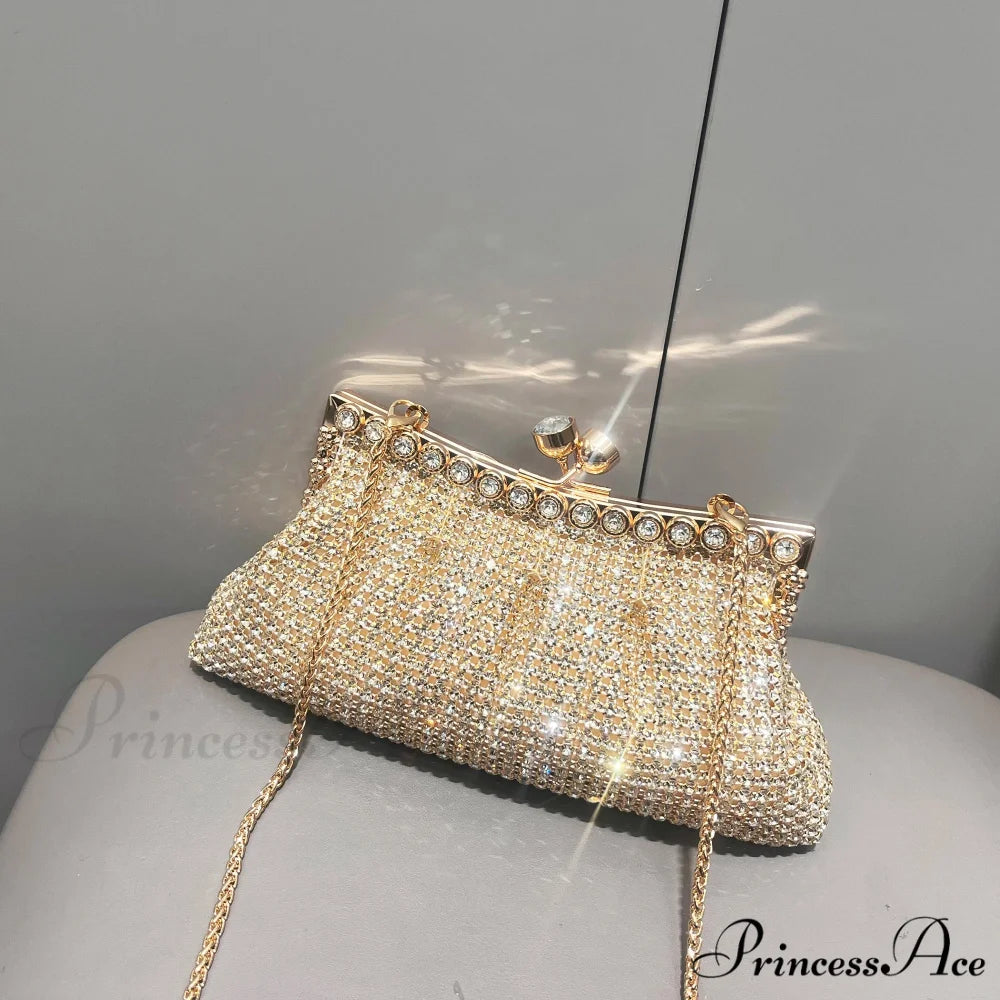 Handcrafted Sparkling Evening Clutch Purse Designer Bag Light gold clutchbag-250126