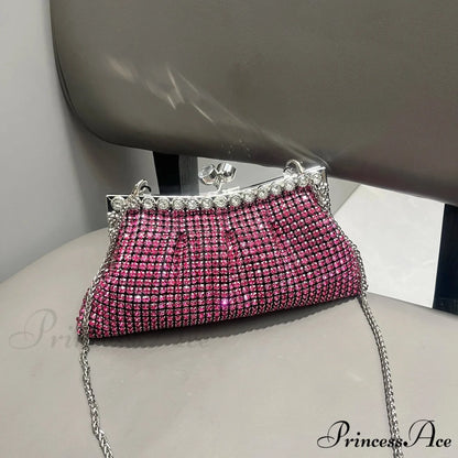 Handcrafted Sparkling Evening Clutch Purse Designer Bag Rose Red clutchbag-250126