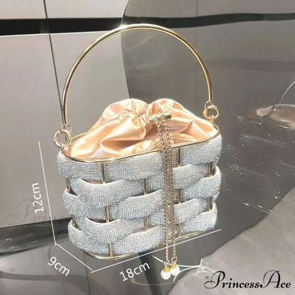 Handcrafted Sparkling Gemstone Lavish Crystal Purse Pail Bag clutchbag-250126