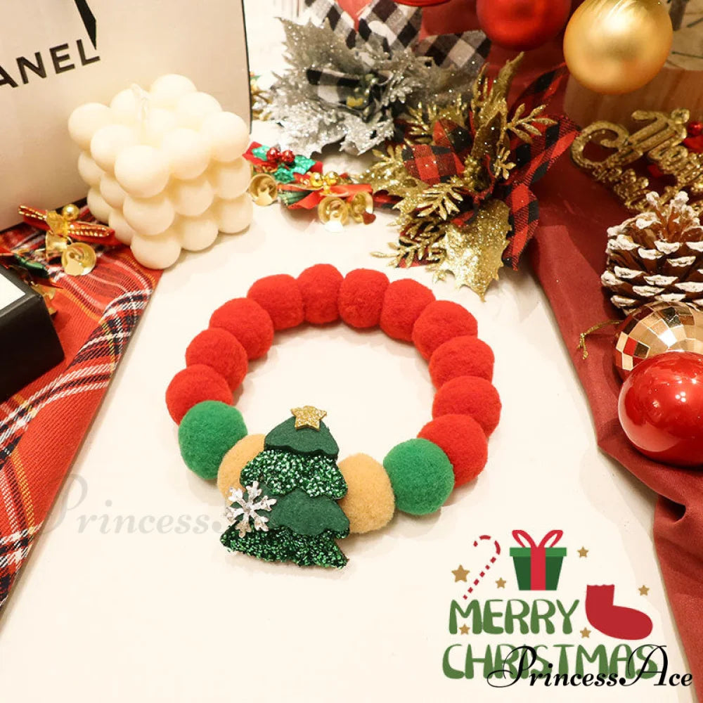 Handmade Cat Dog Neckband Collar Pet Jewelry Christmas tree payment / S-Small