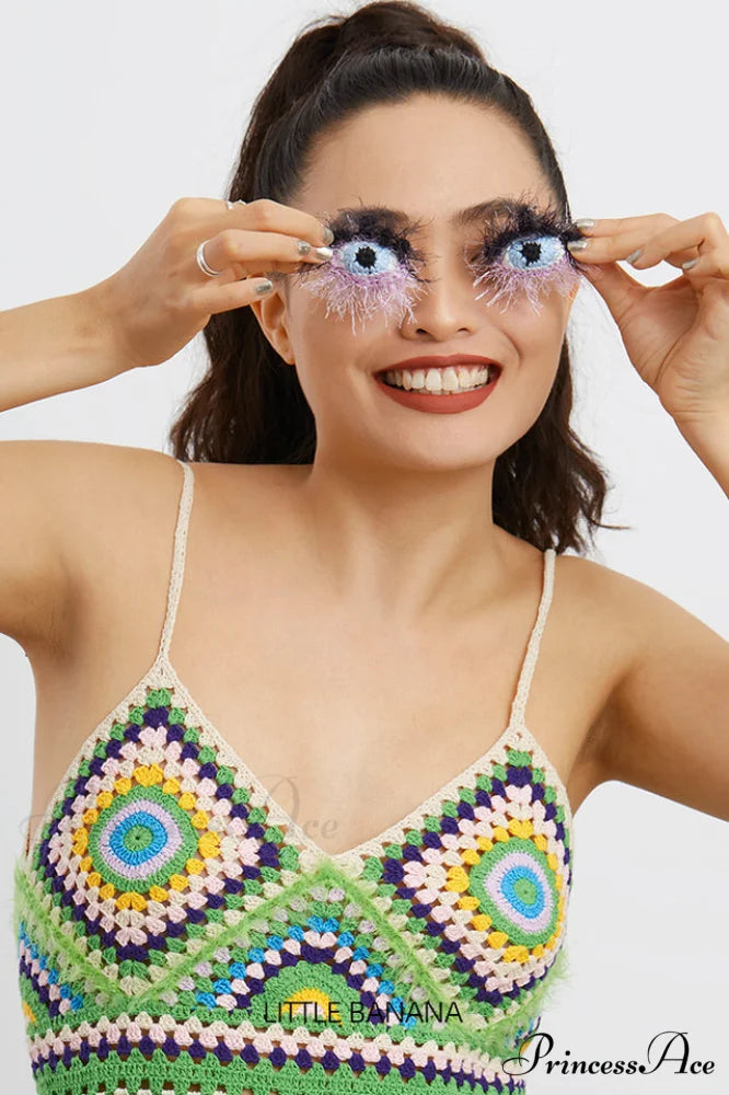 Handmade Eye Stylish Pattern Plush Earrings Multi Colour