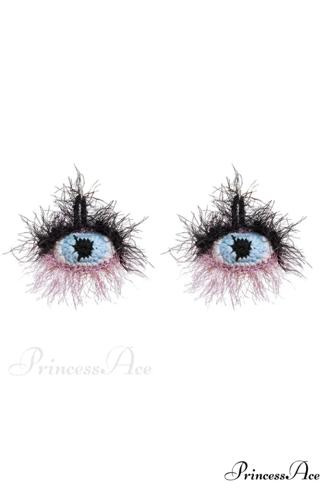 Handmade Eye Stylish Pattern Plush Earrings Multi Colour