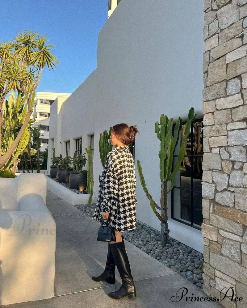 Hannah Houndstooth Stylish Shirt Jacket 8 Days / 8 / M / Black