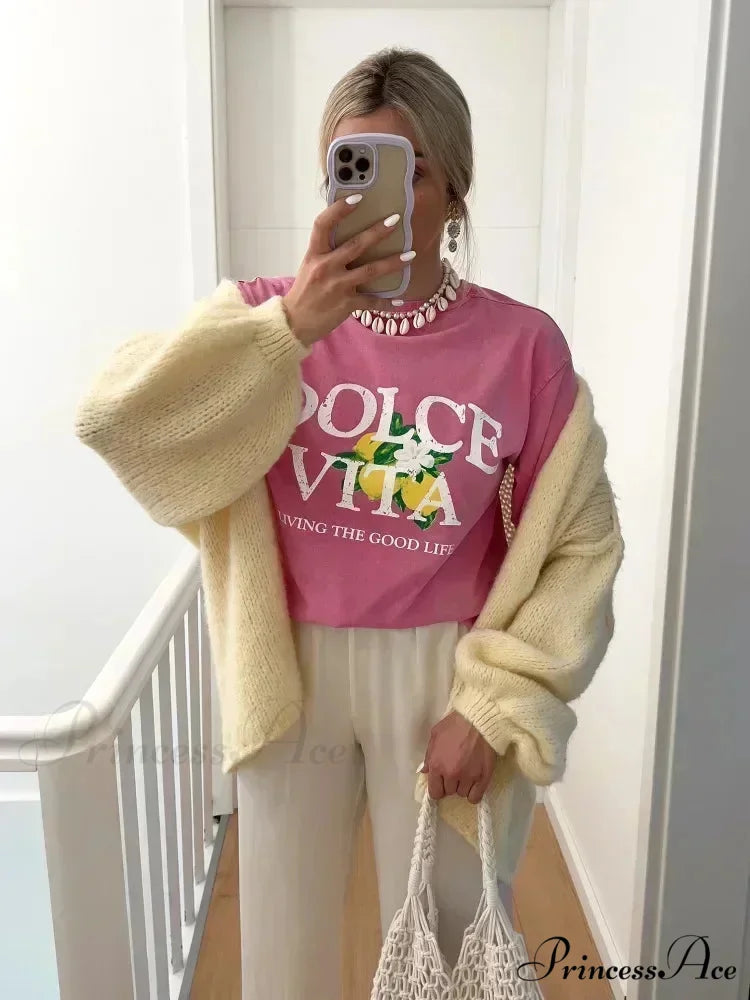 Harajuku Adorable Citrus Graphic T-shirt pink / S t-shirt-250223