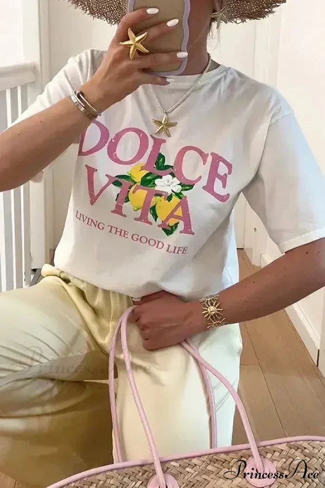 Harajuku Adorable Citrus Graphic T-shirt white2 / S t-shirt-250223