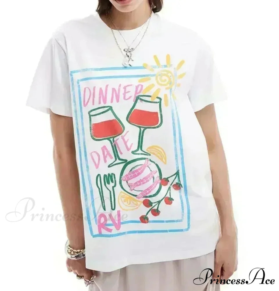 Harajuku Adorable Citrus Graphic T-shirt white7 / S t-shirt-250223