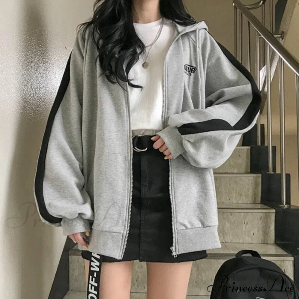 Harajuku Arm Long Hoodie Oversized - Women’s - Fit Loose - Boyfriend Style Street Casual Fleece Sweatshirt Material