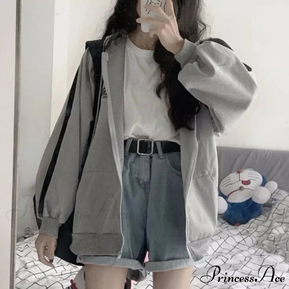 Harajuku Arm Long Hoodie Oversized - Women’s - Fit Loose - Boyfriend Style Street Casual Fleece Sweatshirt Material