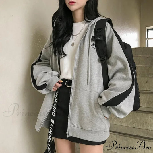 Harajuku Arm Long Hoodie Oversized - Women’s - Fit Loose - Boyfriend Style Street Casual Fleece Sweatshirt Material