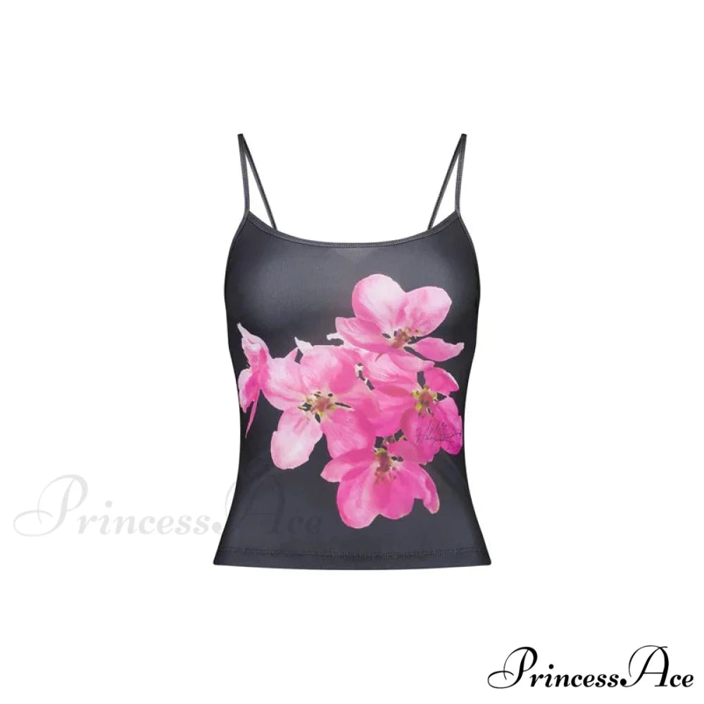 Harajuku Artistic Design Mesh Transparent Open-Back Aesthetic Spaghetti Strap Crop Top BLACK / S croptop-250126